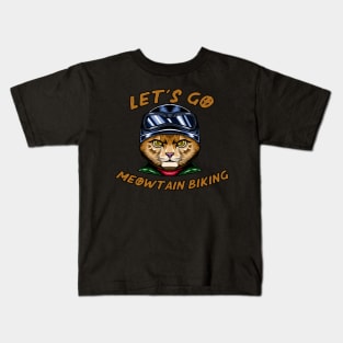 Let's Go Meowtain Biking Funny Cat Kids T-Shirt